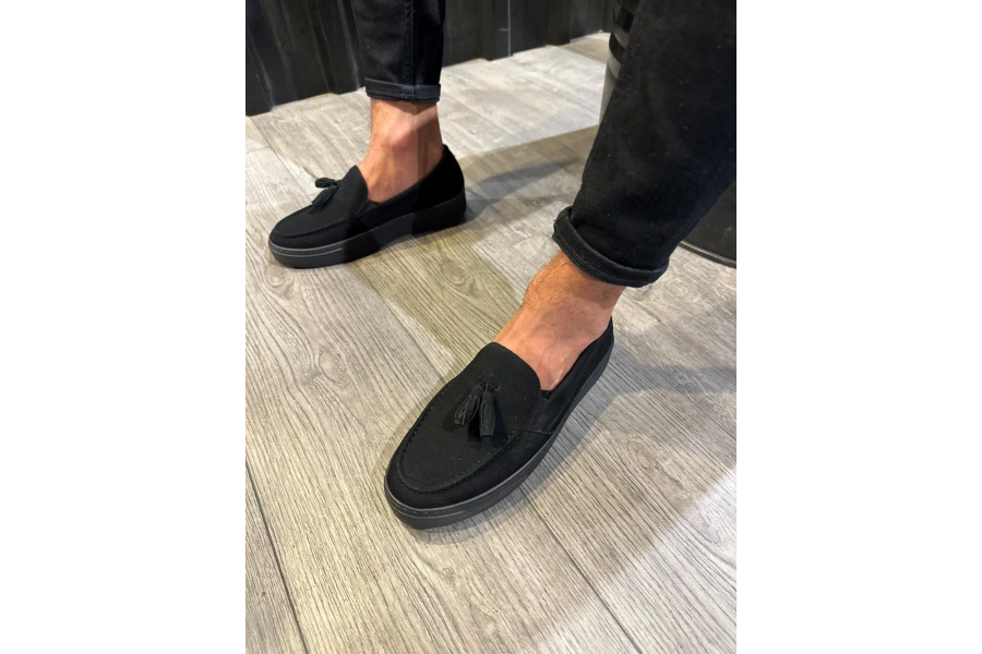 Shoecide Günlük Spor Klasik Ayakkabı 717 Siyah Süet (siyah Taban)