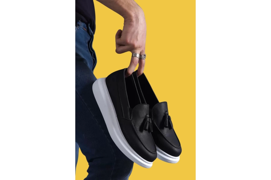 Shoecide Günlük Spor Klasik Ayakkabı 818 Siyah (beyaz Taban)