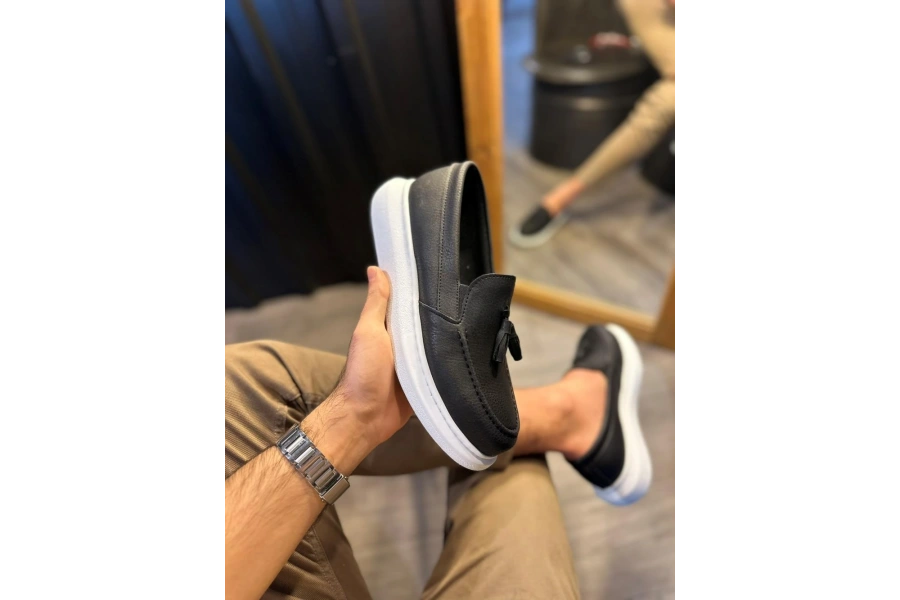 Shoecide Günlük Spor Klasik Ayakkabı 818 Siyah (beyaz Taban)