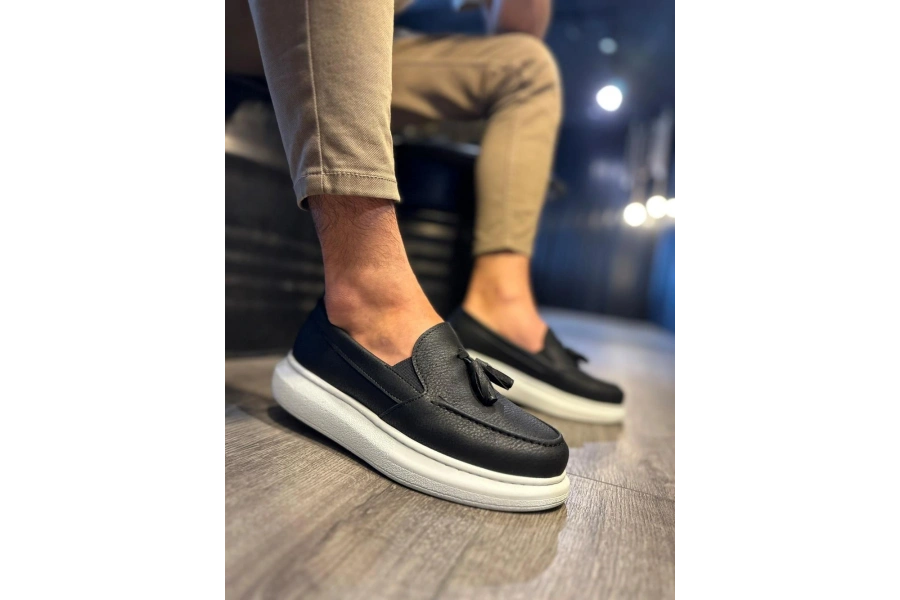 Shoecide Günlük Spor Klasik Ayakkabı 818 Siyah (beyaz Taban)