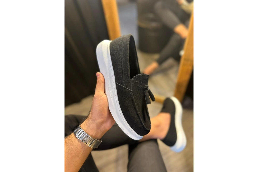 Shoecide Günlük Spor Klasik Ayakkabı 818 Siyah Süet (beyaz Taban)