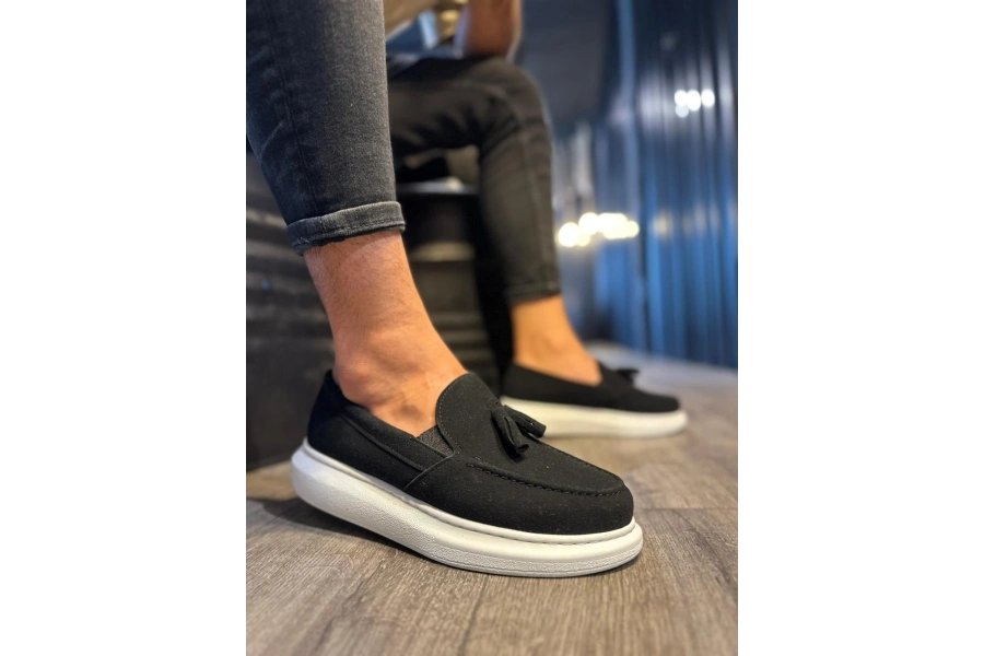 Shoecide Günlük Spor Klasik Ayakkabı 818 Siyah Süet (beyaz Taban)