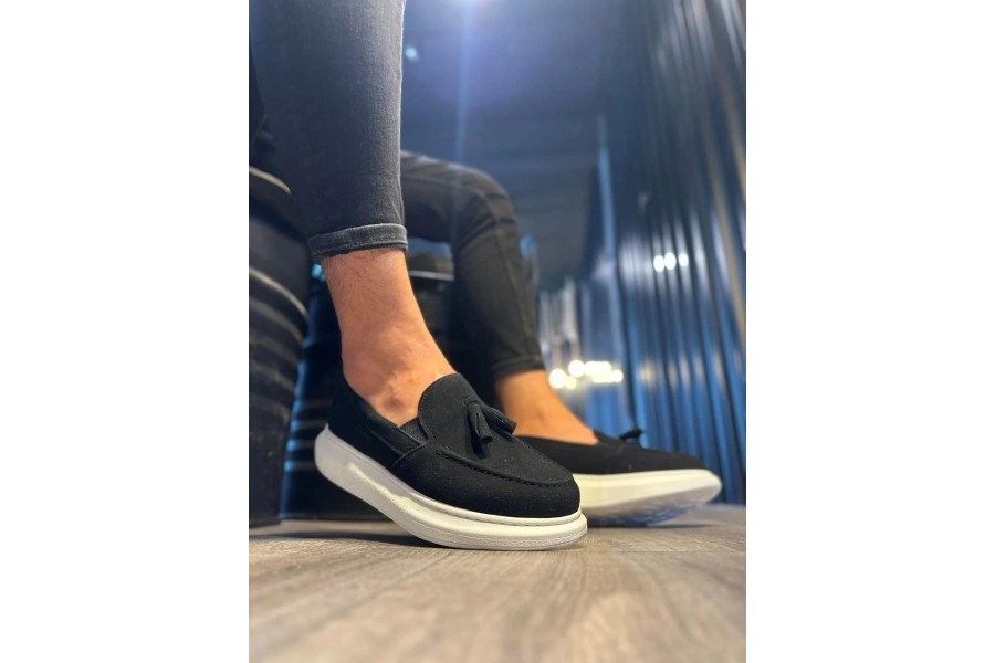 Shoecide Günlük Spor Klasik Ayakkabı 818 Siyah Süet (beyaz Taban)