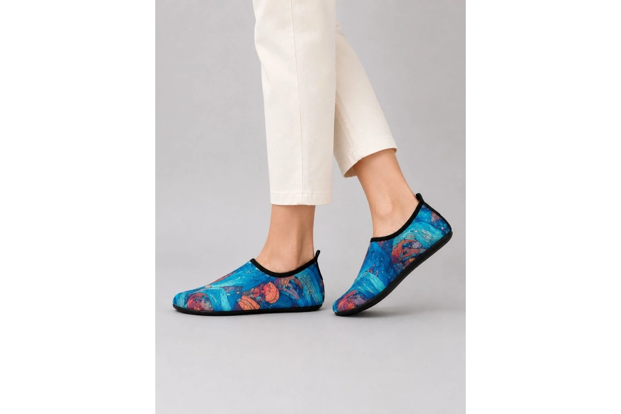 Shoecide Japon Dalgası Desen Kadın Deniz Ayakkabısı – Hafif, Kaydırmaz, Hızlı Kuruyan Aqua Shoes