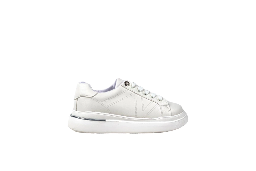 Shoecide Kadın Erya Beyazgümüş Bağcıklı Günlük Spor Ayakkabı Sneaker 3 Cm Sp110
