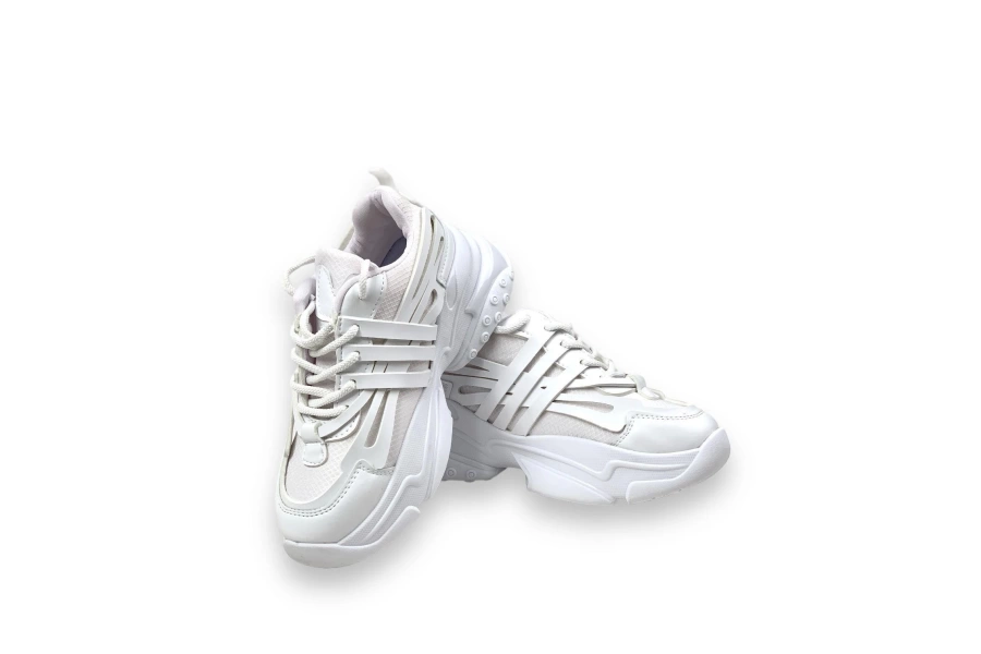 Shoecide Kadın Gery Beyaz Konfor Taban Günlük Yürüyüş Ayakkabı Sneaker 4 Cm Sp2024
