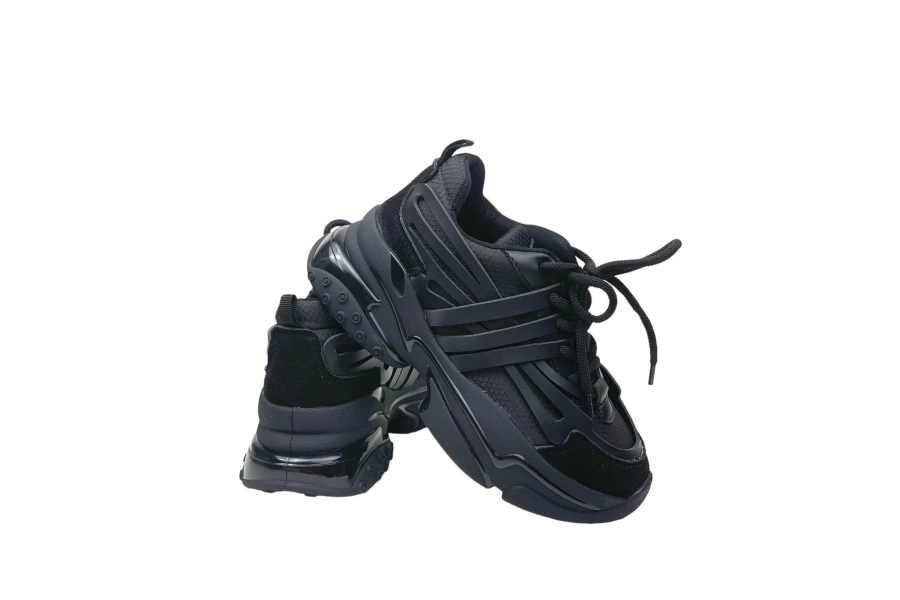 Shoecide Kadın Gery Siyah Konfor Taban Günlük Yürüyüş Ayakkabı Sneaker 4 Cm Sp2024