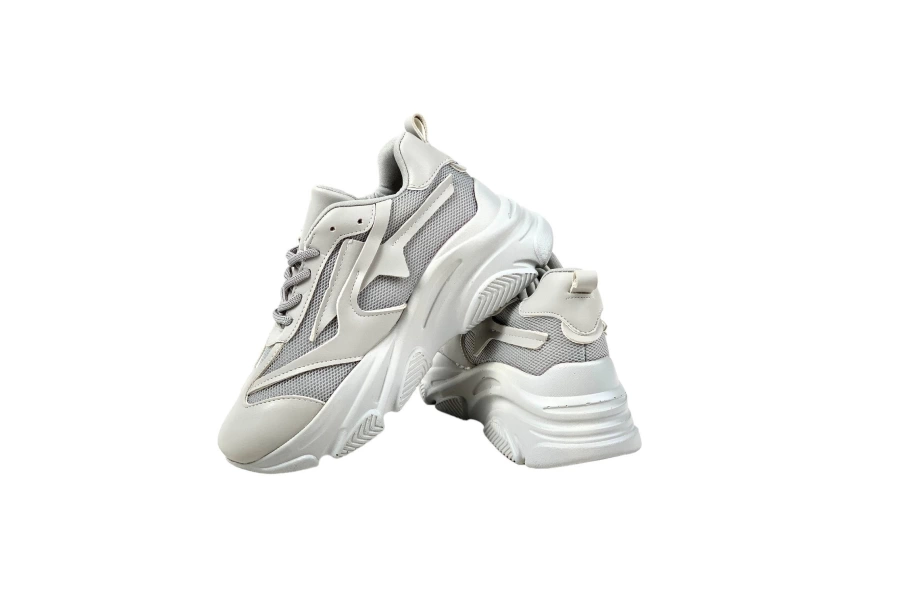 Shoecide Kadın Gri Yüksek Tabanlı File Detaylı Sneaker Günlük Spor Ayakkabı Kecsp140