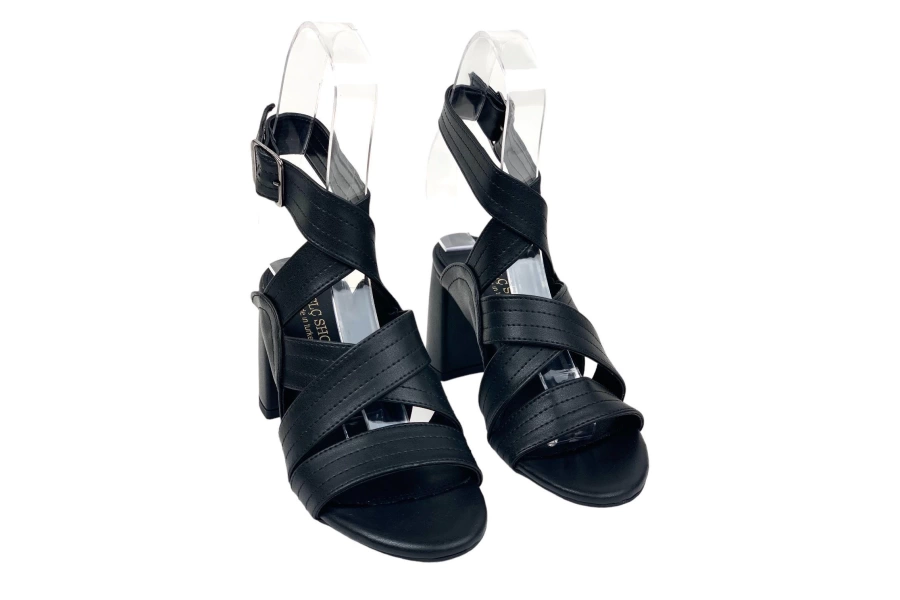 Shoecide Kadın Kopa Siyah Yüksek Topuklu Sandalet 8 Cm 105