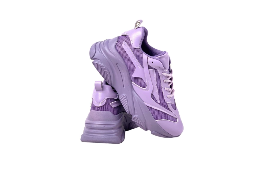 Shoecide Kadın Lila Yüksek Tabanlı File Detaylı Sneaker Günlük Spor Ayakkabı Kecsp140