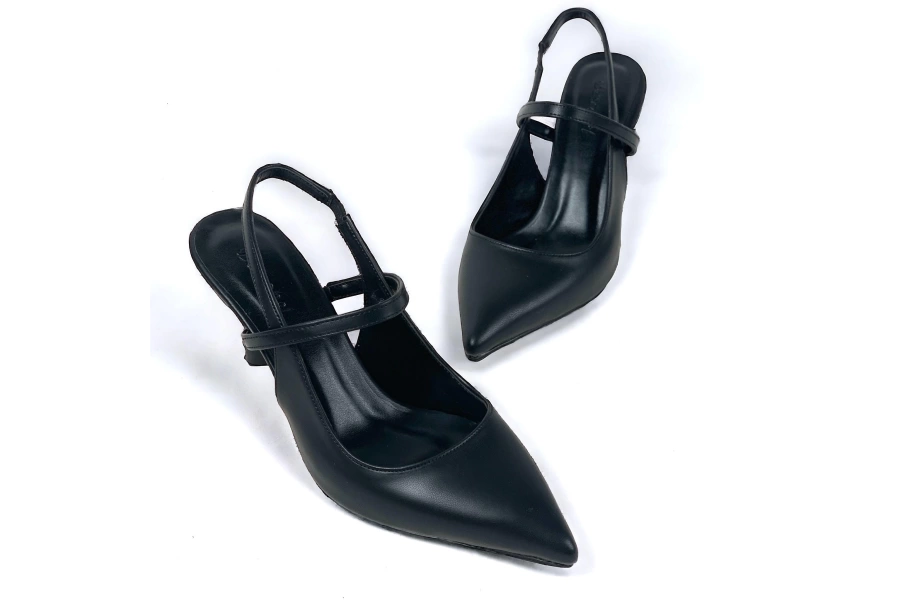 Shoecide Kadın Olvan Siyah Cilt İnce Topuk Ayakkabı Sandalet 7 Cm Topuk 608