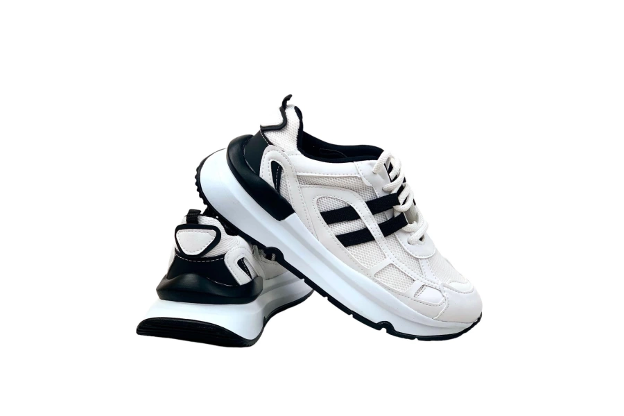 Shoecide Kadın Osdan Siyahbeyaz Günlük Spor Ayakkabı Sneaker 4 Cm Sp176