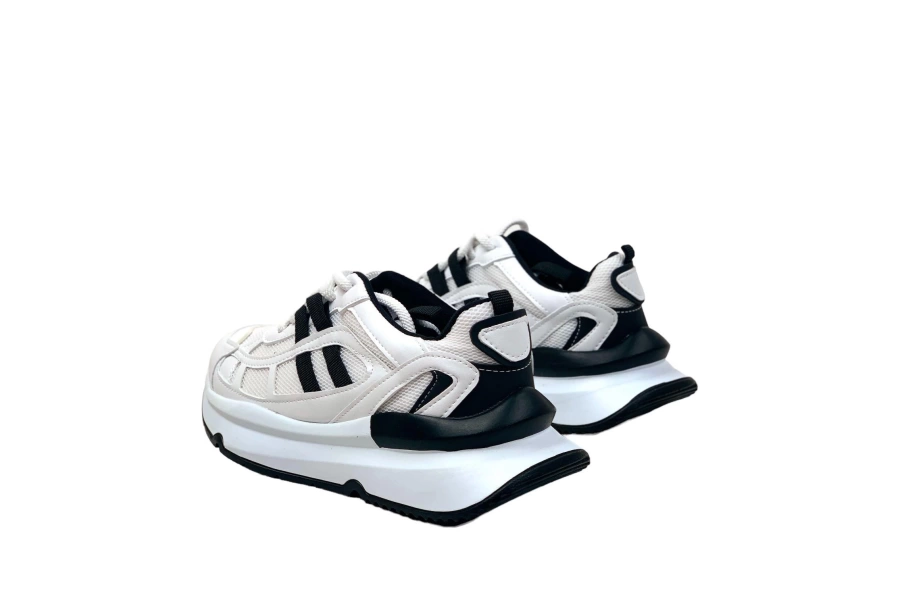 Shoecide Kadın Osdan Siyahbeyaz Günlük Spor Ayakkabı Sneaker 4 Cm Sp176