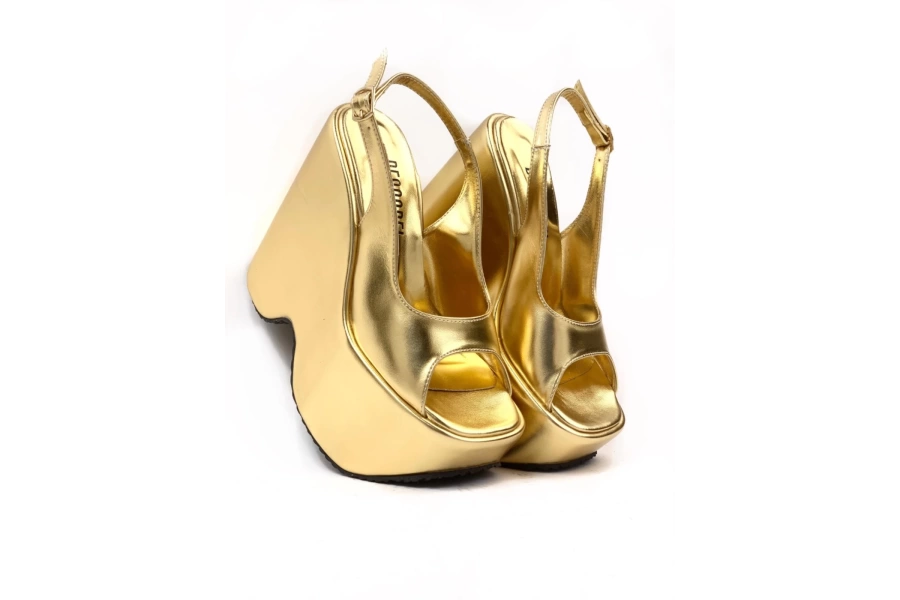 Shoecide Kadın Sarı Yokte Yüksek Dolgu Platform Sandalet
