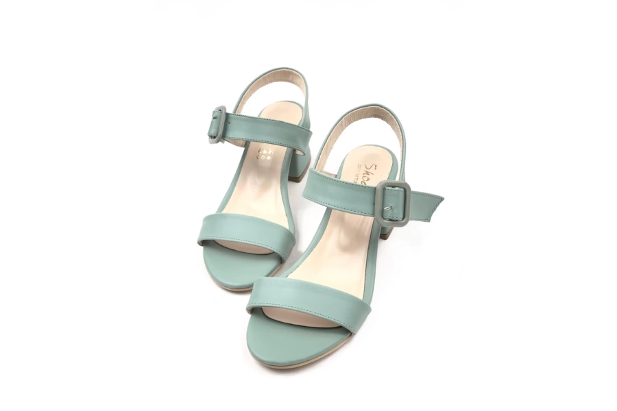 Shoecide Kadın Sony Mint Renkli Toka Detaylı Sandalettopuklu Ayakkabı