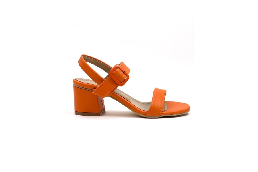 Shoecide Kadın Sony Turuncu Renkli Toka Detaylı Sandalet Topuklu Ayakkabı