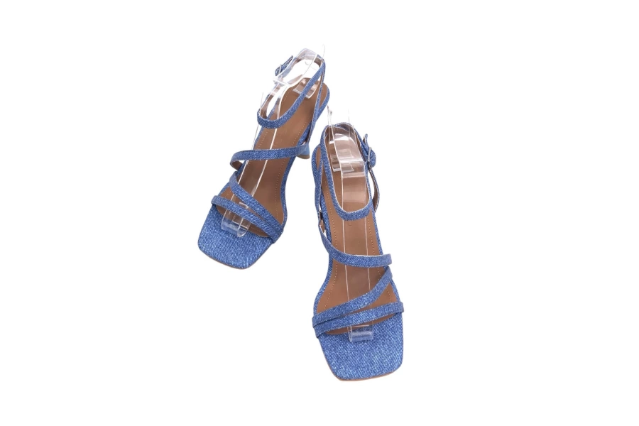 Shoecide Kadın Yerha Mavi Kot Malzeme Sandalet 8 Cm 9902