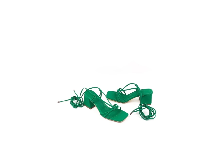 Shoecide Kadın Yeşil Moys İpli Alçak Topuk Sandalet