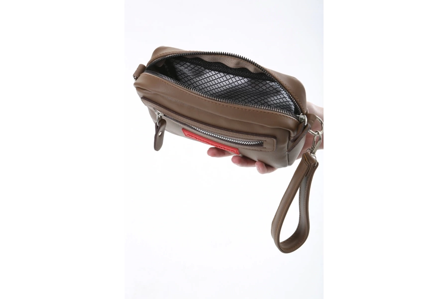 Shoecide Kahverengi Minik Unisex 3 Gözlü Deri Çanta