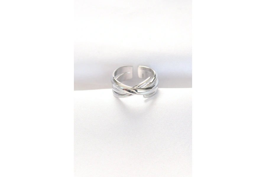 Shoecide Kalın Silver Renk Ayarlanabilir Yüzük