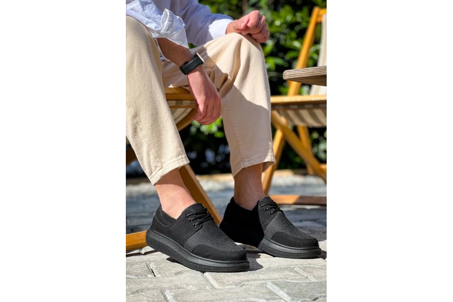Shoecide Kb-042 Bağcıklı  Kömür Deri Tozu Siyah Taban Günlük Erkek Ayakkabı