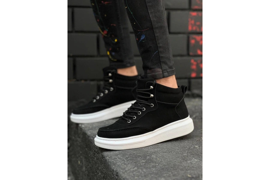 Shoecide Kb-0994 Siyah Süet  Yüksek Taban  Erkek Bilek Bot