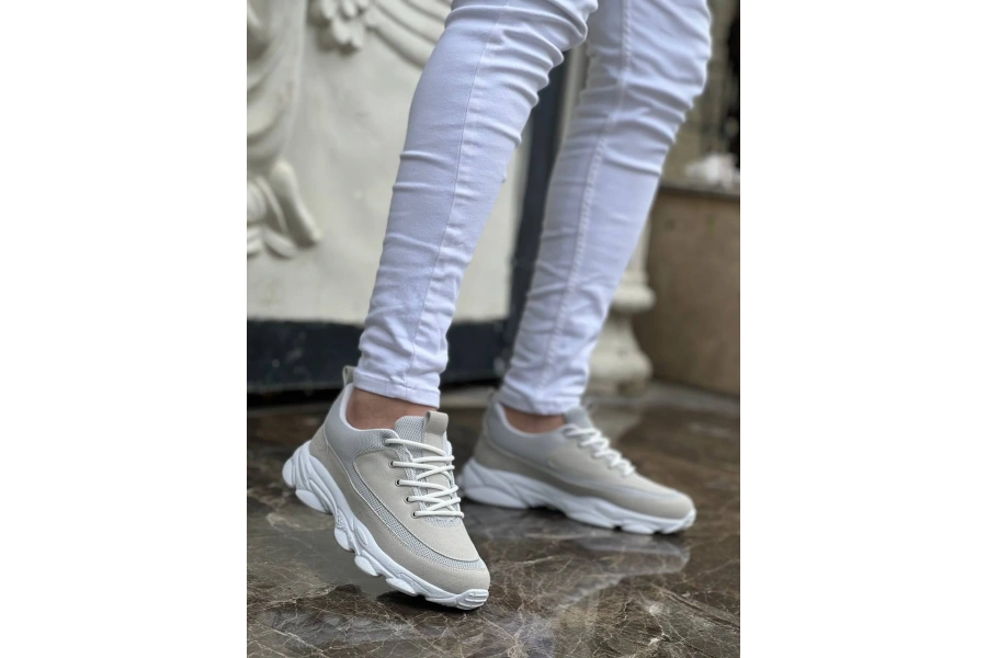 Shoecide Kb-707 Taş Süet Yüksek Taban Bağcıklı Günlük Erkek Ayakkabı