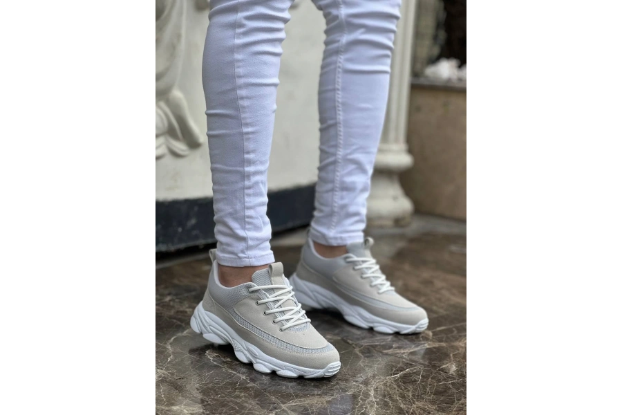 Shoecide Kb-707 Taş Süet Yüksek Taban Bağcıklı Günlük Erkek Ayakkabı