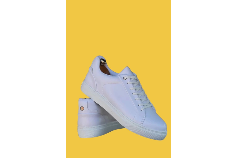 Shoecide Kb-bx1 Beyaz Cilt Yüksek Beyaz Taban Günlük Erkek Ayakkabı
