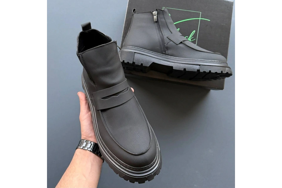 Shoecide Kb-k1 Kömür Cilt Günlük Erkek Bot