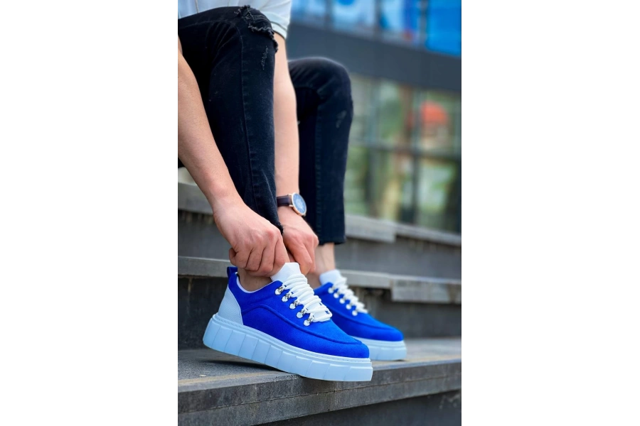 Shoecide Kb-x10 Sax Süet Beyaz Yüksek Taban Günlük Spor Ayakkabı
