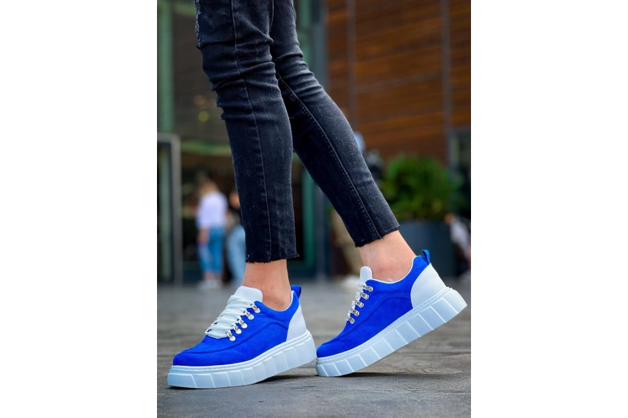 Shoecide Kb-x10 Sax Süet Beyaz Yüksek Taban Günlük Spor Ayakkabı