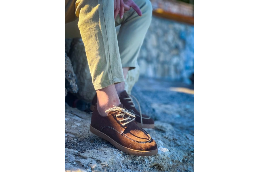 Shoecide Kb-x5 Kahve Süet Bağcıklı  Günlük Erkek Ayakkabı