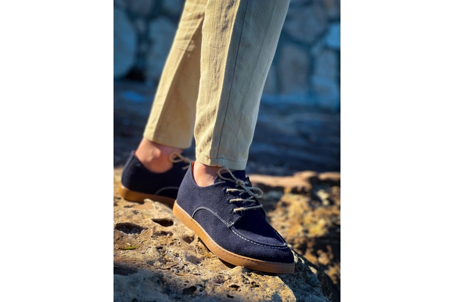 Shoecide Kb-x5 Lacivert  Süet Bağcıklı  Günlük Erkek Ayakkabı
