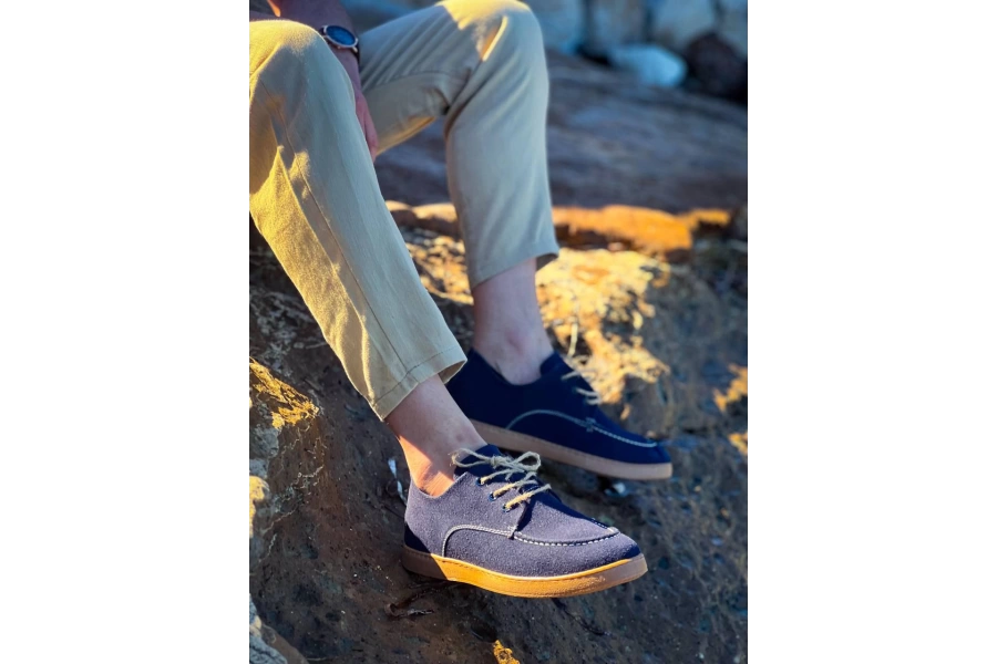 Shoecide Kb-x5 Lacivert  Süet Bağcıklı  Günlük Erkek Ayakkabı