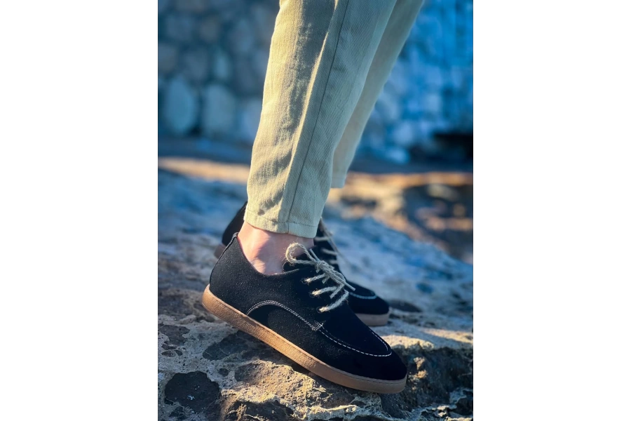 Shoecide Kb-x5 Siyah  Süet Bağcıklı  Günlük Erkek Ayakkabı