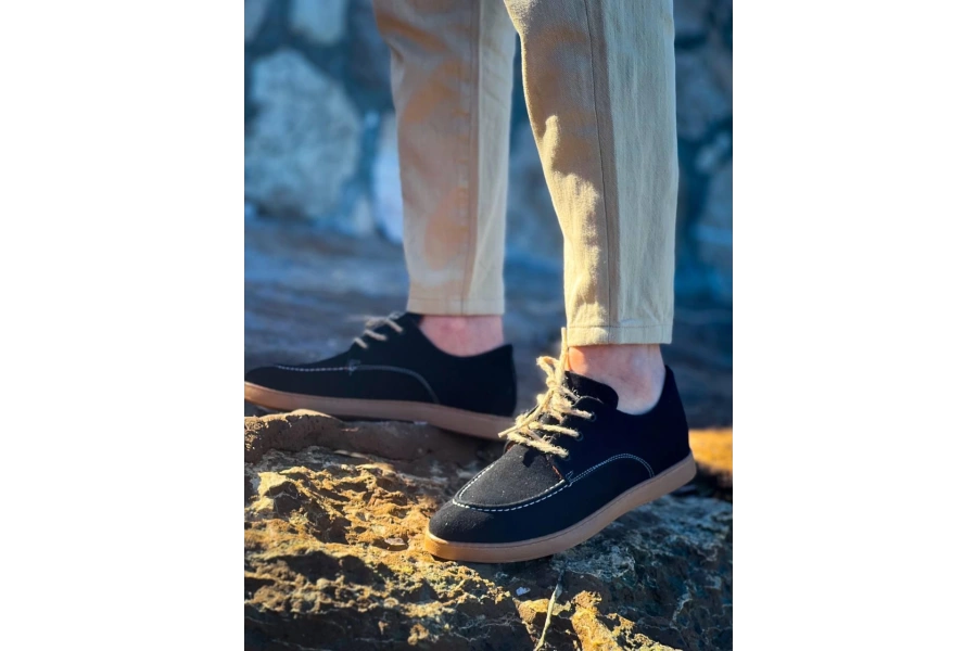 Shoecide Kb-x5 Siyah  Süet Bağcıklı  Günlük Erkek Ayakkabı