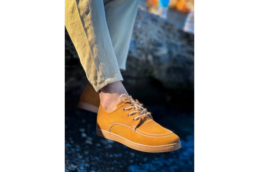 Shoecide Kb-x5 Taba  Süet Bağcıklı  Günlük Erkek Ayakkabı