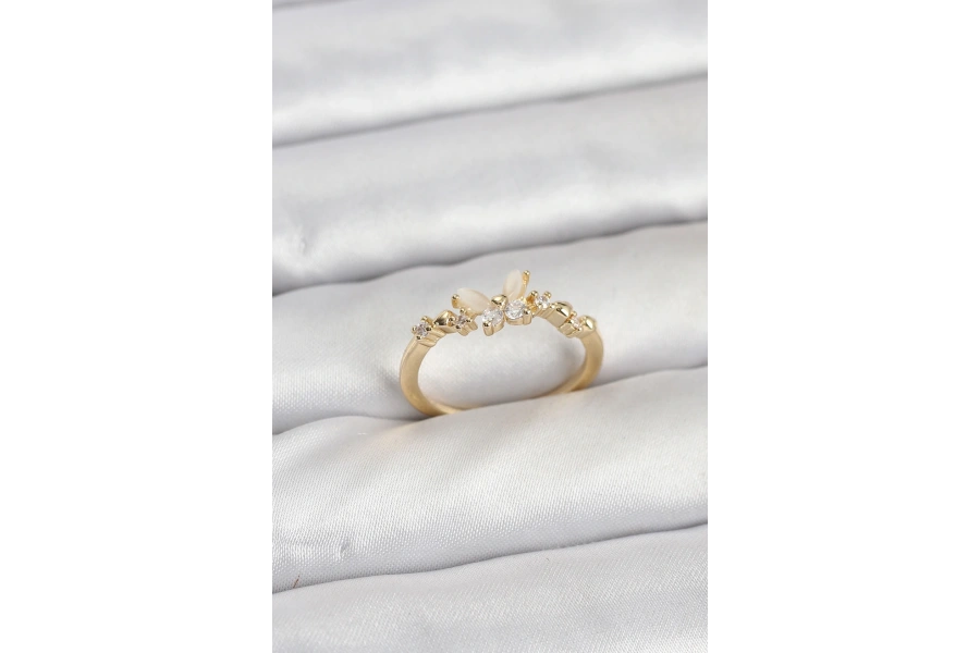 Shoecide Kelebek Model Gold Renk Pirinç Kadın Yüzük