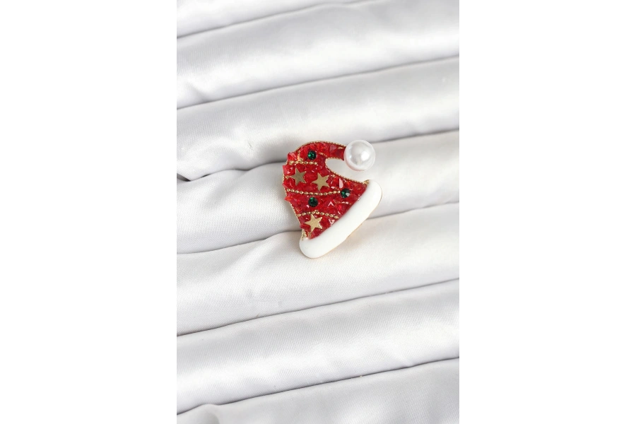 Shoecide Kırmızı Şapka Model Yılbaşı Temalı Broş