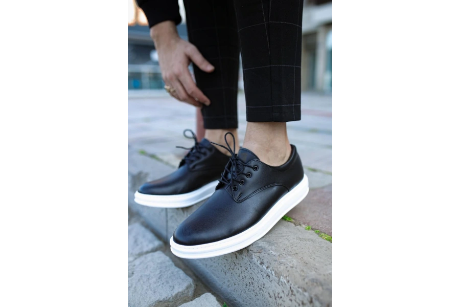 Shoecide Klasik Erkek Ayakkabı 001 Siyah (beyaz Taban)