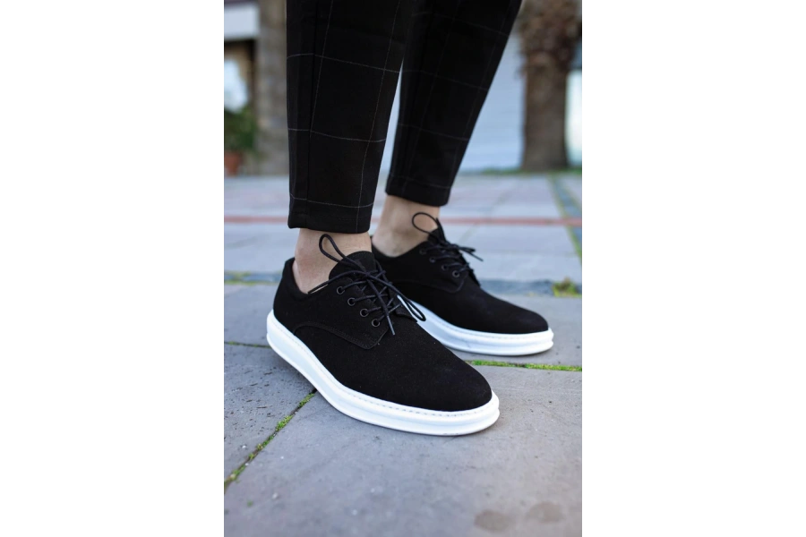 Shoecide Klasik Erkek Ayakkabı 001 Siyah Süet (beyaz Taban)