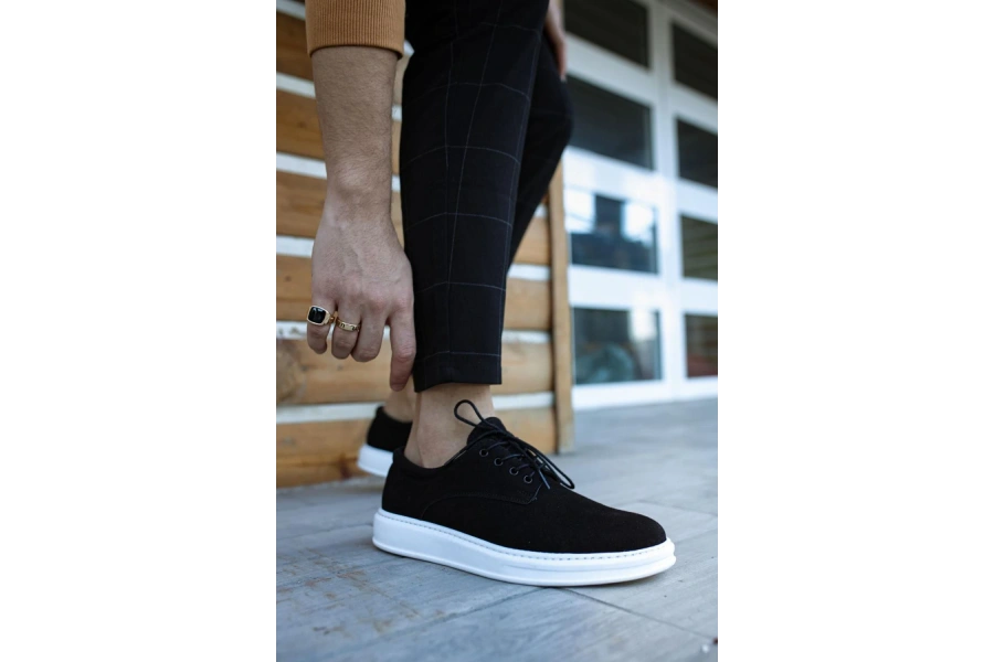 Shoecide Klasik Erkek Ayakkabı 001 Siyah Süet (beyaz Taban)