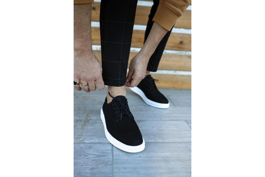 Shoecide Klasik Erkek Ayakkabı 001 Siyah Süet (beyaz Taban)