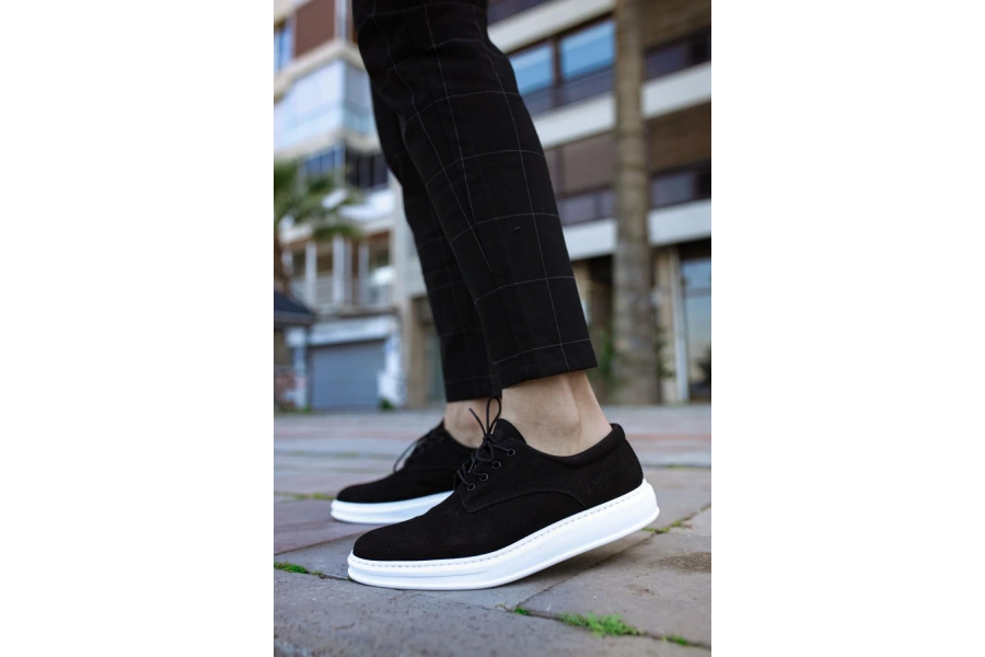 Shoecide Klasik Erkek Ayakkabı 001 Siyah Süet (beyaz Taban)