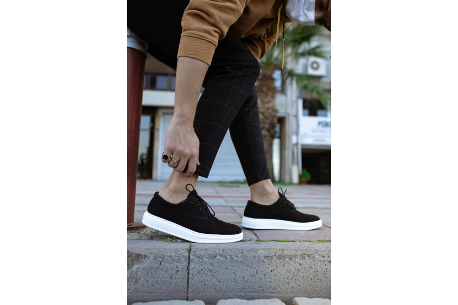 Shoecide Klasik Erkek Ayakkabı 001 Siyah Süet (beyaz Taban)