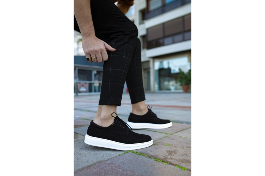 Shoecide Klasik Erkek Ayakkabı 001 Siyah Süet (beyaz Taban)