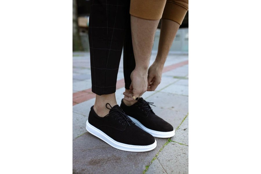 Shoecide Klasik Erkek Ayakkabı 001 Siyah Süet (beyaz Taban)