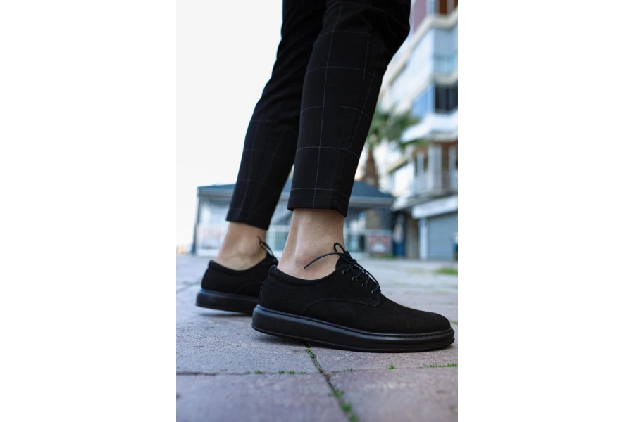 Shoecide Klasik Erkek Ayakkabı 001 Siyah Süet (siyah Taban)