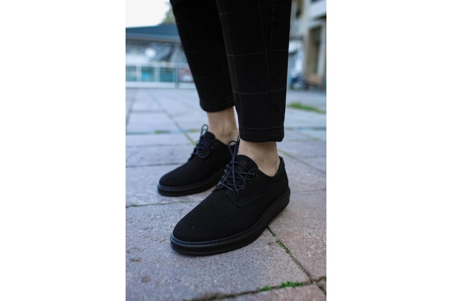 Shoecide Klasik Erkek Ayakkabı 001 Siyah Süet (siyah Taban)